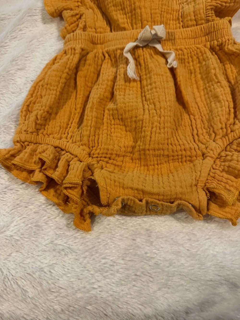 Mustard Ruffle Baby Romper - Picture 4 of 8